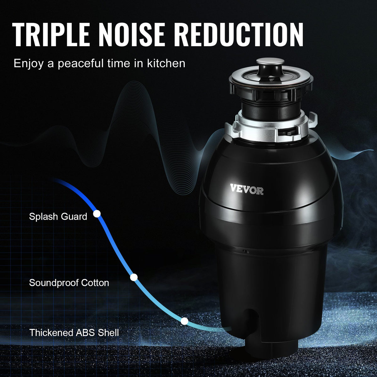Garbage Disposal 1 HP Continuous Food Waste Disposer 3960 RPM EZ Connect