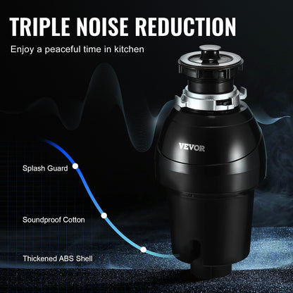 Garbage Disposal 1 HP Continuous Food Waste Disposer 3960 RPM EZ Connect