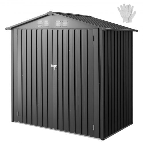 1860 x 1210 x 1841 mm Metallskjul, Utomhusförvaring med låsbara dörrar och 4 lamellventiler, Metallskjul med tak, Utomhusförvaring, Förvaringsbodar för bakgård, trädgård, uteplats