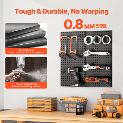 Metallpärlpaneler, 24" x 12" pärlplatta, 2 paneler, kraftig stålpärlplatta väggorganisatör, för vardagsrum garage verktygsförvaring arbetsbänk kontorsorganisation pysselrum kök hem, svart