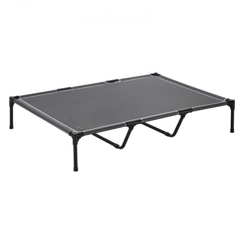 Elevated Dog Bed for Large Dogs, Portable Raised Dog Cot with Steel Metal Frame and Breathable Teslin Mesh, Indoor & Outdoor Pet Cooling Raised Hammock Bed, XL, Gray