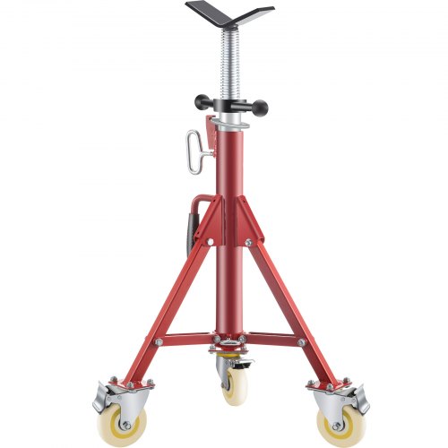 Rörställ, rördomkraftsstativ, V-formad rörställning, justerbar höjd 71,12–132,08 cm, rördomkraftsstativ med hjul 400,1 kg, hopfällbara, bärbara rörställ 0,3175 till 30,48 cm rörstöd, ståldomkraftsstativ