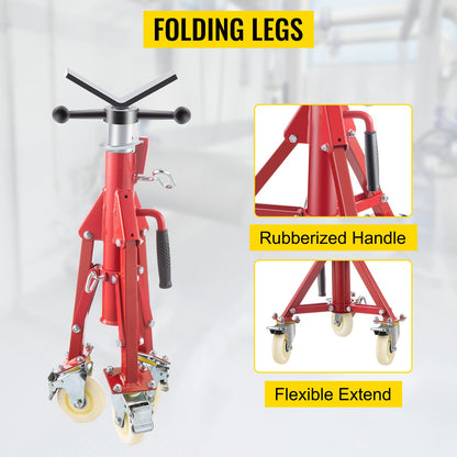 Pipe Stand, Pipe Jack Stand, V Head Pipe Stand Adjustable Height 20-37 Inch, Pipe Jack Stands with Casters 882 LB, Folding Portable Pipe Stands 1/8 to 12 Inch Pipe Supporting, Steel Jack Stand