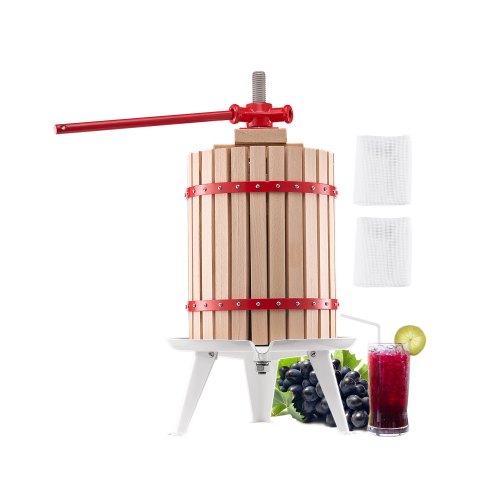18 liters fruktvinpress, massiv träkorg med 8 block, kraftig manuell juicemaskin, cider-äpple-druvtinktur-honung-olivoljepress med handtag för kök, hem