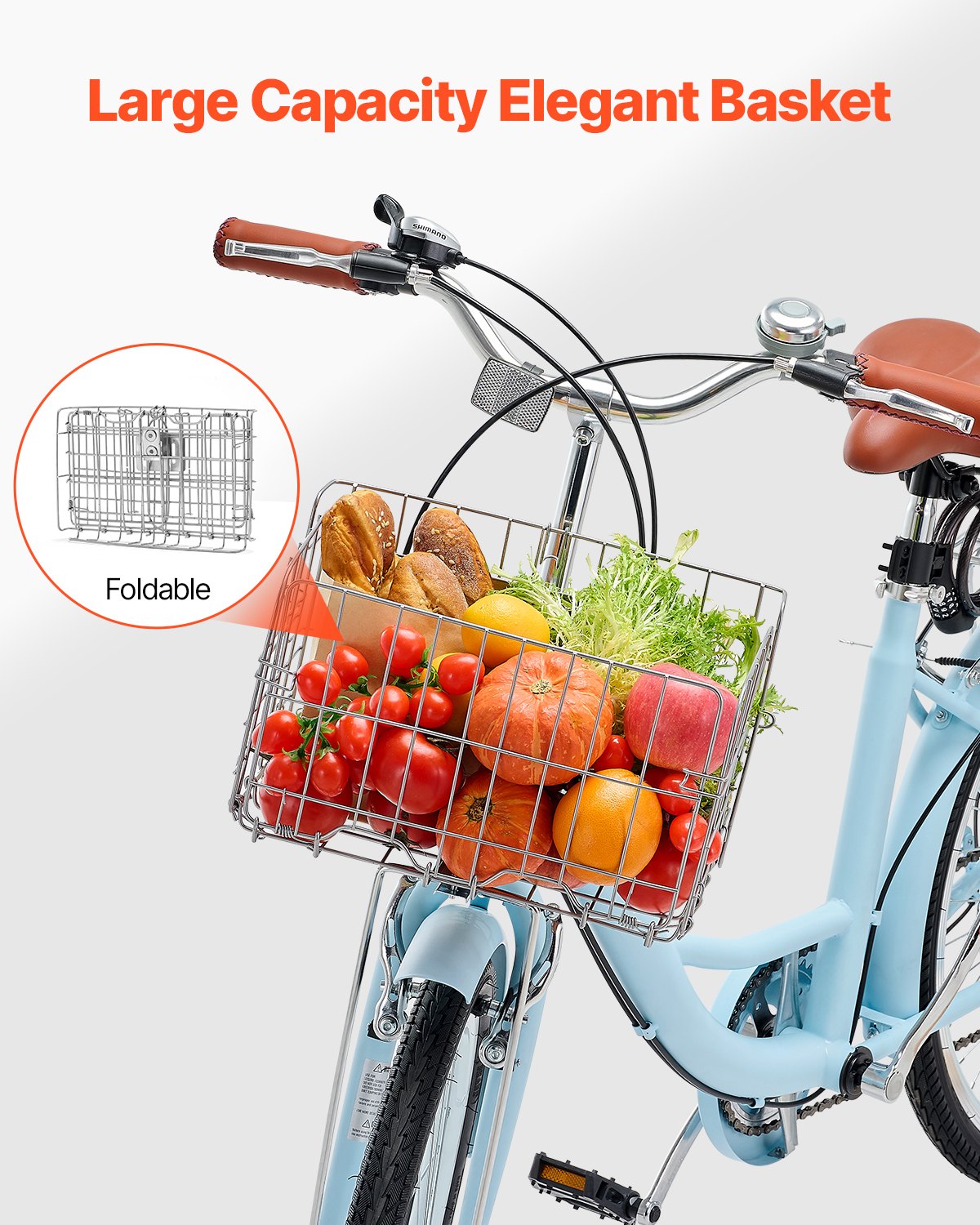 Cruisercykel, 7-växlad, 26-tums ljusblå strandcruisercykel med stor korg och bakre pakethållare, säker och robust cruisercykel med justerbar sadel, passar för cykling, träning och shopping