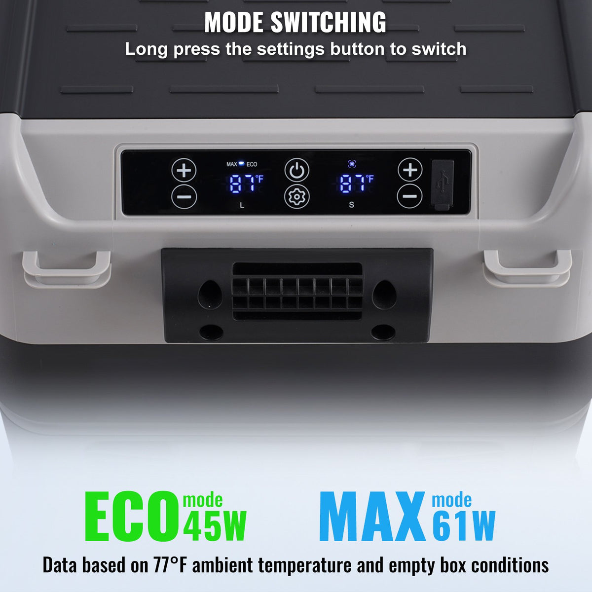 Bärbart bilkylskåp, 12 volts bilkylskåp, 50 l / 52,8 qt bärbar frys med dubbla zoner, -4℉-68℉ justerbar temperatur, kompressorkylare för hem, utomhus, camping, husbil, bil