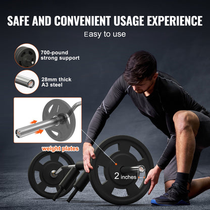 Säker knäböjsstång, 700 LBS fitnessknäböjsstång, säkerhetsknäböjsstångsfäste med axel- och armskydd, viktstång med 28 mm diameter, idealisk för knäböj framtill, utfall, rehabilitering, sjukgymnastik