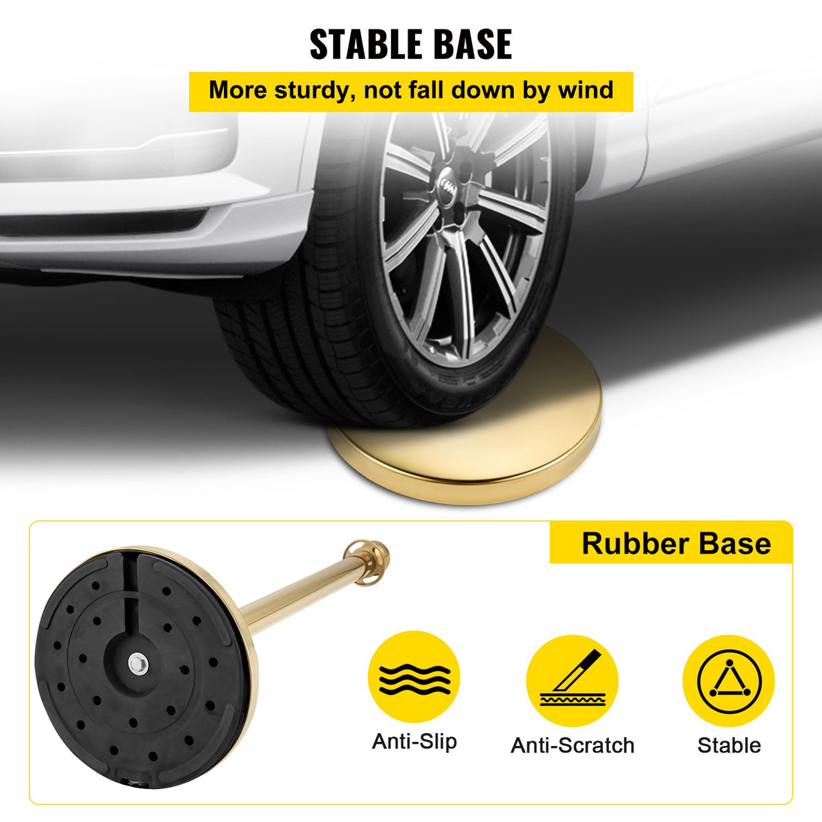 Set med 2 guldfärgade runda kökontrollstolpar, säkerhetsstolpar, repavdelare i rostfritt stål med 1,5 m rött sammetsrep, 4-pack