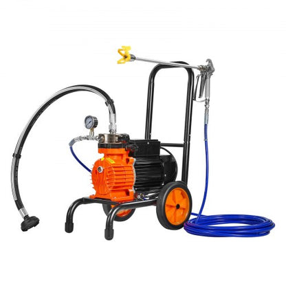 Diaphragm Airless Paint Sprayer, 900 W Efficiency Cart Airless Paint Sprayer, 1800 psi High Pressure Paint Airless Sprayer, with Extension Bar, for Home Interior and Exterior Spraying