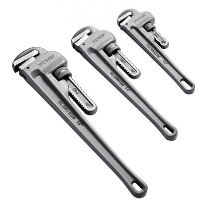 3-delad rörtängersats, 10" 14" 18" rak rörtänger i aluminium, justerbar VVS-nyckel, med höghållfast käft och ergonomiskt handtag, upphängbar design, för vattenrör, bilreparationer