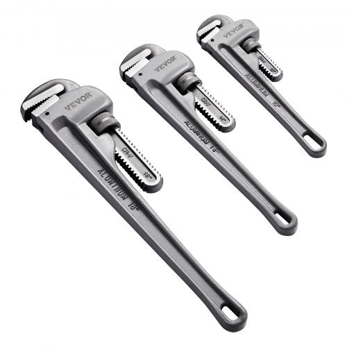 3-delad rörtängersats, 10" 14" 18" rak rörtänger i aluminium, justerbar VVS-nyckel, med höghållfast käft och ergonomiskt handtag, upphängbar design, för vattenrör, bilreparationer