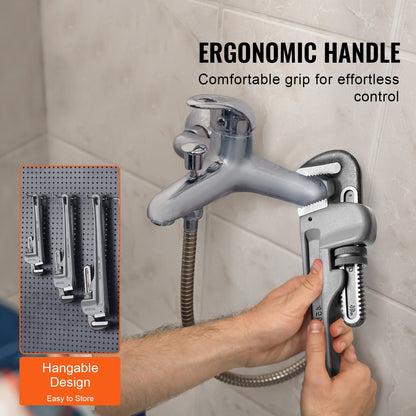 3-delad rörtängersats, 10" 14" 18" rak rörtänger i aluminium, justerbar VVS-nyckel, med höghållfast käft och ergonomiskt handtag, upphängbar design, för vattenrör, bilreparationer