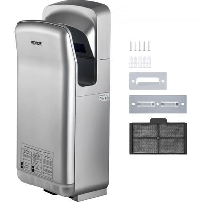 Jethandtork, premium elektrisk kommersiell bladhandtork, ABS lufttork med HEPA-filtrering, väggmonterad handtork, 2000W 220V vertikal handtork, höghastighetsautomatik infraröd silverfärgad