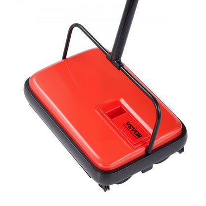 Manuell mattsopmaskin, golvsopmaskin med 300 ml soptunnekapacitet, lätt att tömma, 17 cm rengöringsbredd för hemmakontorsmattor, djurhårsdamm, röd
