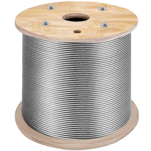 Rostfri stålkabel 3/16"x 1000ft, T316 marin däckkabelräcke, 1x19 strängar flätad flygplanskabel för däckräcke ljusslinga hängande veranda staket gör-det-själv-baluster