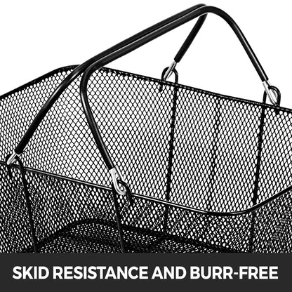 Kundkorgar med handtag, 12 delar, svart metallkundkorg, bärbar trådkundkorg, svart trådnäts kundkorgset för stormarknader, butiker, livsmedelsinköp, svart