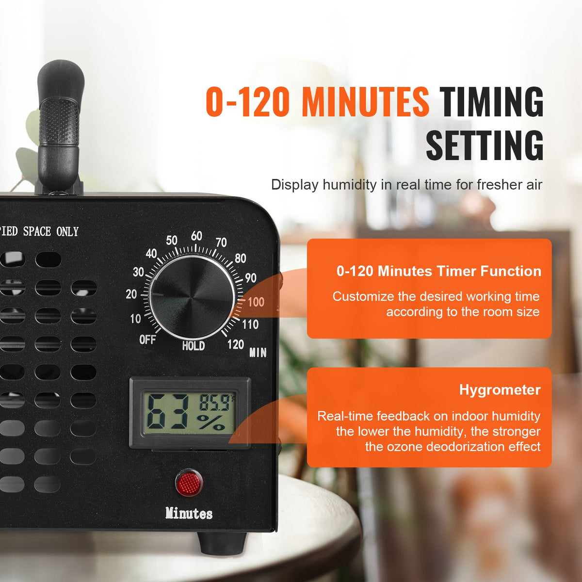 Ozone Generator 24000mg/h Ozone Machine Odor Remover with 0-120min Timer