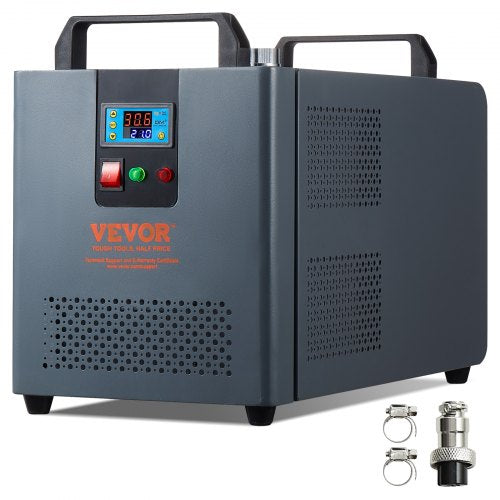 Industrial Water Chiller, KH-6000, 200W Industrial Water Cooler Cooling System with Compressor 12 L Water Tank Capacity 7.8 L/min Max Flow Rate, for CO2 Laser Engraving Machine Cooling Machine