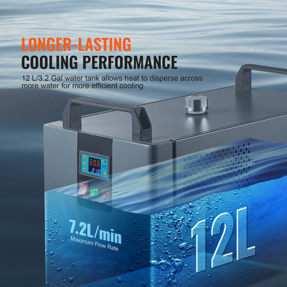 Industrial Water Chiller, KH-6000, 200W Industrial Water Cooler Cooling System with Compressor 12 L Water Tank Capacity 7.8 L/min Max Flow Rate, for CO2 Laser Engraving Machine Cooling Machine