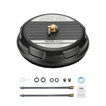 15" högtryckstvättsrengöring för ytor, högtryckstvättstillbehör i plast med 4 hjul, 4000 max. psi, 1/4 snabbkoppling, 2 sprutmunstycken, 2 förlängda skaft för uppfart, trottoar, uteplats, altan