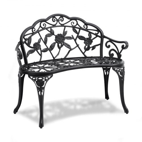 Outdoor Bench, 38.8 inches Metal Garden Bench for Outdoors, 480 lbs Load Capacity Bench, Outdoor Garden Park Bench with Backrest and Armrests, Patio Bench for Garden, Park, Yard, Front Porch