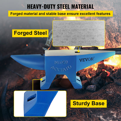 Single Horn Anvil Cast Steel Anvil Blacksmith for Sale Forge Steel Tools with Round and Square Hole and Equipment Anvil Rugged Blacksmith Jewelers Durable and Robust Metal Working Tool 105Lbs