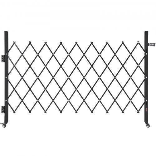 Enkel vikbar säkerhetsgrind, låsbar saxgrind med 360° svängbara hjul, utdragbara stålgrindar för utomhusbruk, för entrésäkerhet, garage, lager och pool, 190 × 131 cm (B × H)