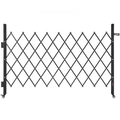 Enkel vikbar säkerhetsgrind, låsbar saxgrind med 360° svängbara hjul, utdragbara stålgrindar för utomhusbruk, för entrésäkerhet, garage, lager och pool, 190 × 131 cm (B × H)