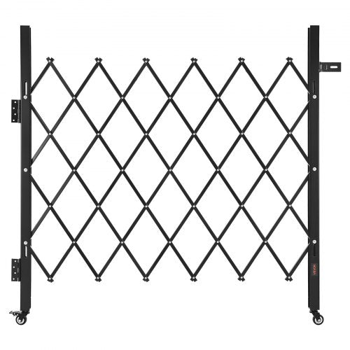 Enkel vikbar säkerhetsgrind, låsbar saxgrind med 360° svängbara hjul, utomhusbarriärgrindar i stål, för entrésäkerhet, garage, lager och pool, 110 × 131 cm (B × H)