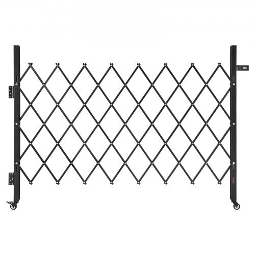 Enkel vikbar säkerhetsgrind, låsbar saxgrind med 360° svängbara hjul, utdragbara stålgrindar för utomhusbruk, för entrésäkerhet, garage, lager och pool, 170 × 131 cm (B × H)