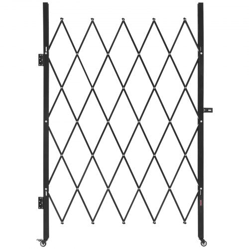 Enkel vikbar säkerhetsgrind, låsbar saxgrind med 360° svängbara hjul, utomhusbarriärgrindar i stål, för entrésäkerhet, garage, lager och pool, 126 × 197,5 cm (B × H)