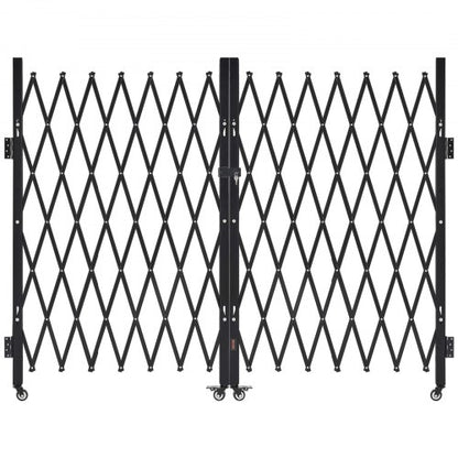 Dubbelfällbar säkerhetsgrind, låsbar saxgrind med 360° svängbara hjul, utfällbara stålgrindar för utomhusbruk, för entrésäkerhet, garage, lager och pool, 330 × 160,5 cm (B × H)