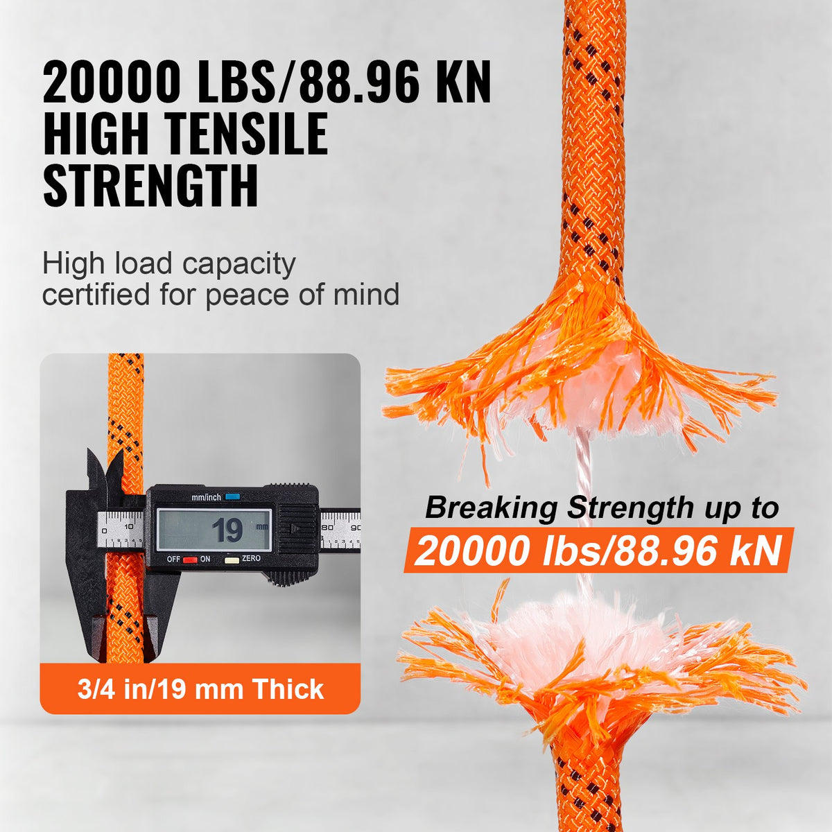 Arborist Trädklätterrep Dubbelflätad Polyester 1,9 cm x 67,1 m 24-trådig
