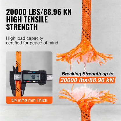 Arborist Trädklätterrep Dubbelflätad Polyester 1,9 cm x 67,1 m 24-trådig