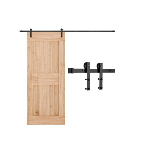 3 meter skjutdörrssats, viktkapacitet 140 kg, kompatibel med skjutdörrar med en maximal bredd på 152 cm och en tjocklek på 3,8 till 3,8 cm, slitstarkt spår och I-formad rulle, svart