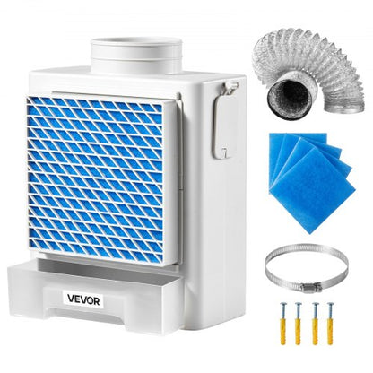 3-i-1-ventilationskit för inomhustorktumlare, premium ABS-material med vattenbehållare som passar 99 mm avgasport, smart överhettningspåminnelse för avgasfläkt och med 4 reningsdynor, för elektriska torktumlare