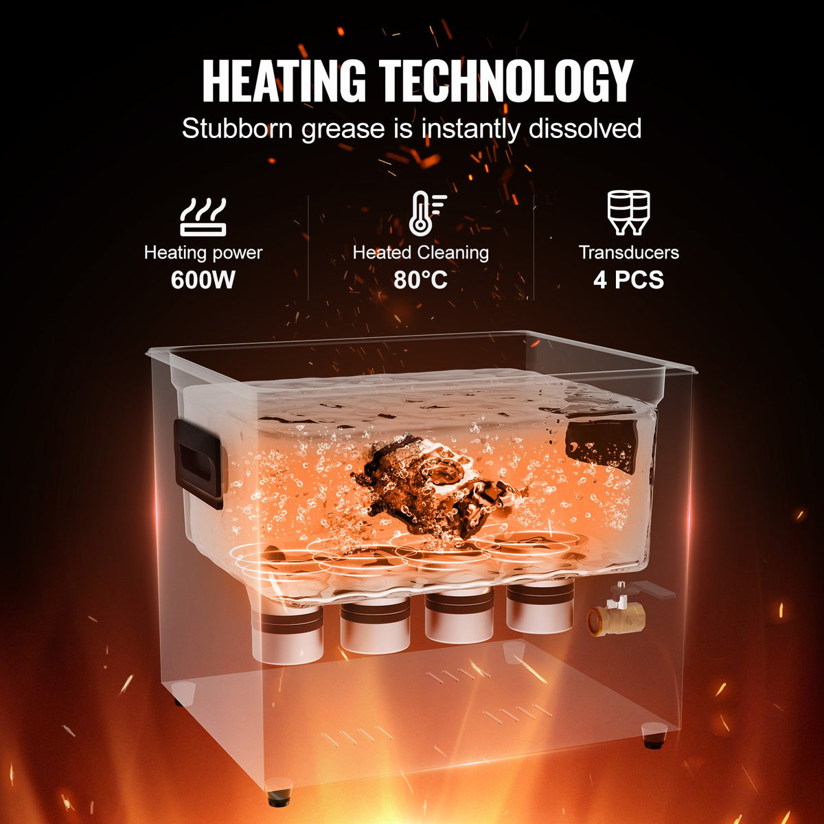 10L ultraljudsrengöring, 240W digital ultraljudsrengöringsmaskin med skonsamt läge och uppgraderad avgasning, 40kHz industriell ultraljudsrengöring med värmare och timer för retainer, smycken, verktyg