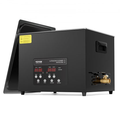 15L ultraljudsrengöring, 360W digital ultraljudsrengöringsmaskin med skonsamt läge och uppgraderad avgasning, 40kHz industriell ultraljudsrengöring med värmare och timer för retainer, smycken, verktyg
