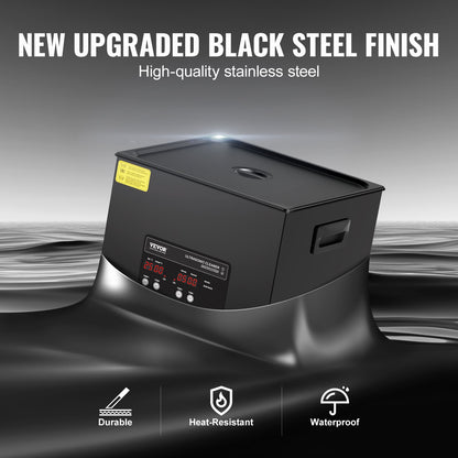 15L ultraljudsrengöring, 360W digital ultraljudsrengöringsmaskin med skonsamt läge och uppgraderad avgasning, 40kHz industriell ultraljudsrengöring med värmare och timer för retainer, smycken, verktyg