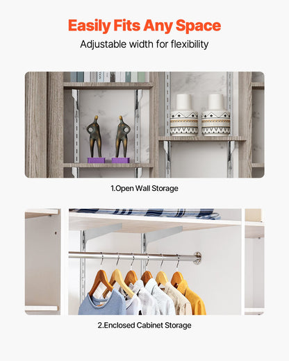 Shelf Pilaster, 39-inch 10 Pack, Upright Wall Shelving System, Heavy Duty Support System Single Slot Shelf Rails, 40 Screws Included, Suitable for Cabinet Closet Organization Storage, Silver