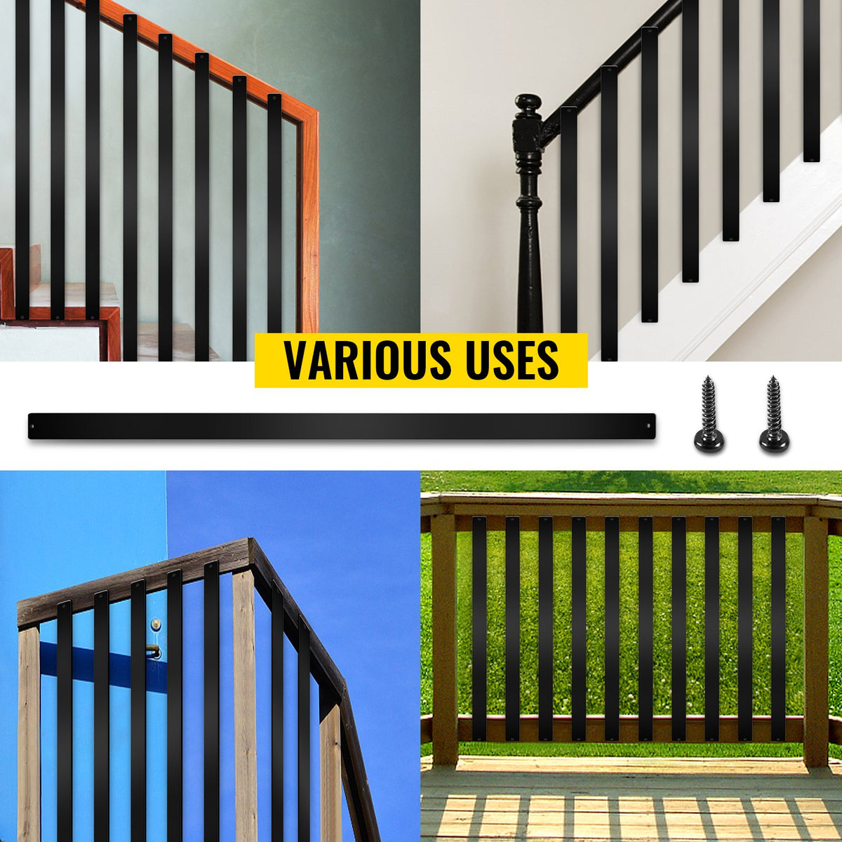 Trädäcksbaluster, 16-pack metalldäckspindar, 29,5"x1" trappbaluster med skruvar, däckräcke i aluminiumlegering för trä- och kompositdäck, snygg baluster för utomhustrappdäck/veranda