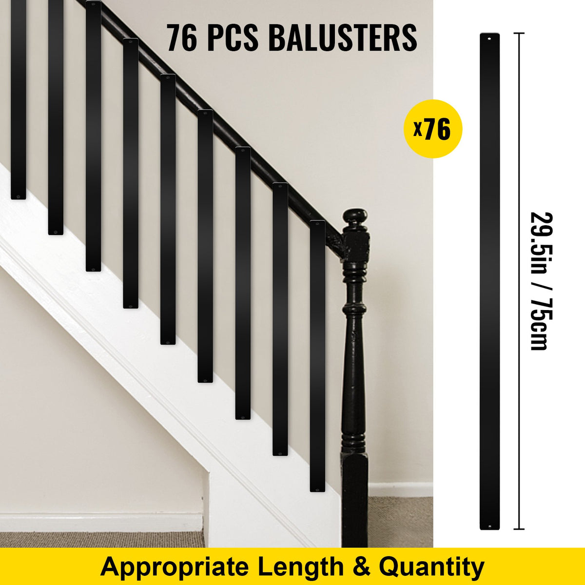 Däckbalustrar Metalldäckspindar 76-pack 29,5" aluminiumlegeringsräcke