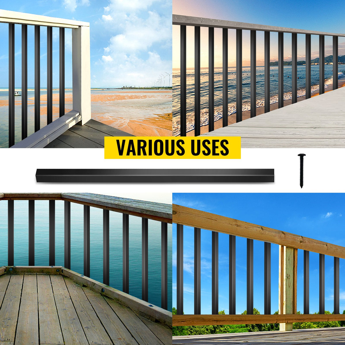 Trädäcksbaluster, 101-pack metalldäcksspindlar, 26"x0,75" trappbaluster med skruvar, däckräcke i aluminiumlegering för trä- och kompositdäck, fyrkantig baluster för utomhustrappdäck/veranda
