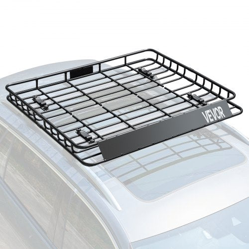Takräcke, 102 x 136 x 10 cm, universell taklastkorg, bagagehållare för bilens tak med maxlastkapacitet på 67 kg, 10 cm staket, rostskyddat stållegering, vindskydd, för SUV-bil