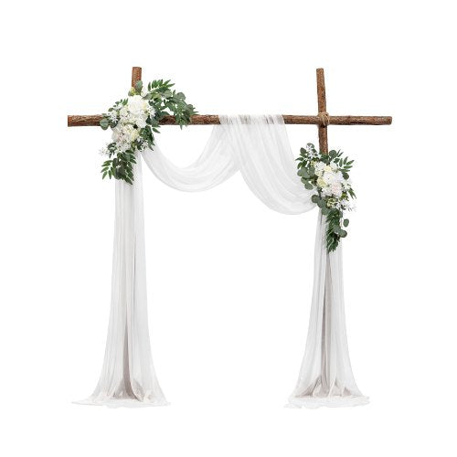 Konstgjorda bröllopsblommor, vita bröllopsblommor med draperier (3-pack) - 2 st blomsterarrangemang, 1 st transparenta draperier, för ceremonibuketter, mottagningsbakgrundsdekoration