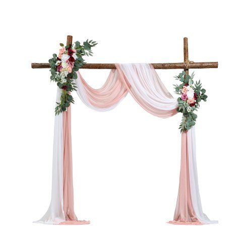 Konstgjorda bröllopsblommor, rosa bröllopsblommor med draperier (4-pack) - 2 st blomsterarrangemang, 2 st transparenta draperier, för ceremonibuketter, mottagningsbakgrundsdekoration