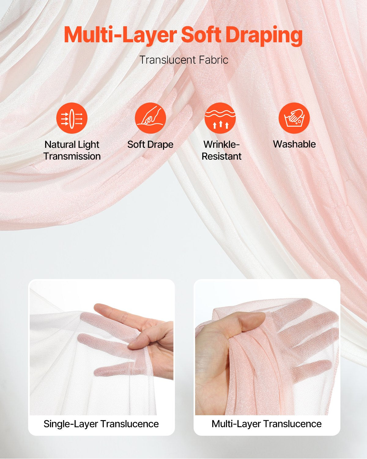 Konstgjorda bröllopsblommor, rosa bröllopsblommor med draperier (4-pack) - 2 st blomsterarrangemang, 2 st transparenta draperier, för ceremonibuketter, mottagningsbakgrundsdekoration