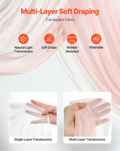 Konstgjorda bröllopsblommor, rosa bröllopsblommor med draperier (4-pack) - 2 st blomsterarrangemang, 2 st transparenta draperier, för ceremonibuketter, mottagningsbakgrundsdekoration