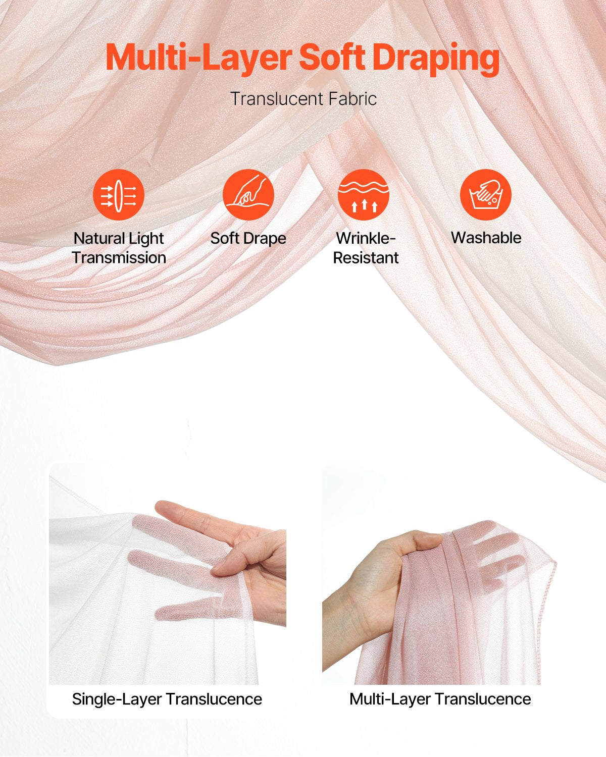 Konstgjorda bröllopsblommor, rosa bröllopsblommor med draperier (5-pack) - 2 st blomsterarrangemang, 3 st transparenta draperier, för ceremonibuketter, mottagningsbakgrund