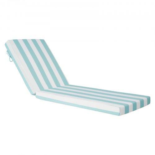 Schäslongdyna, 203x66x9,8 cm, Set med 2 utomhusdynor för solstolar, Vattentäta och blekningsbeständiga solsängdynor med band, Solsängdynor för pooldäck, Grön och vit rand